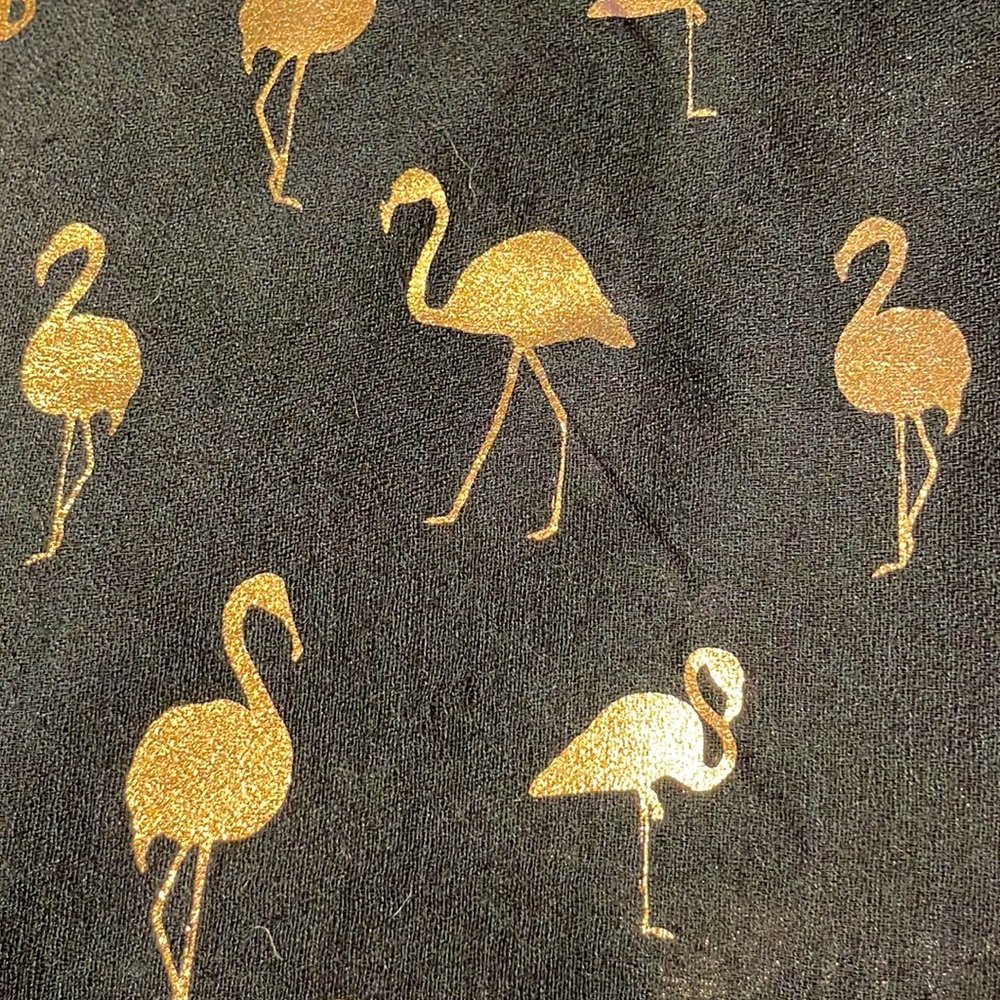 Flamingo Long Black Lightweight Scarf Wrap! Black with Gold Rose FLAMINGO
